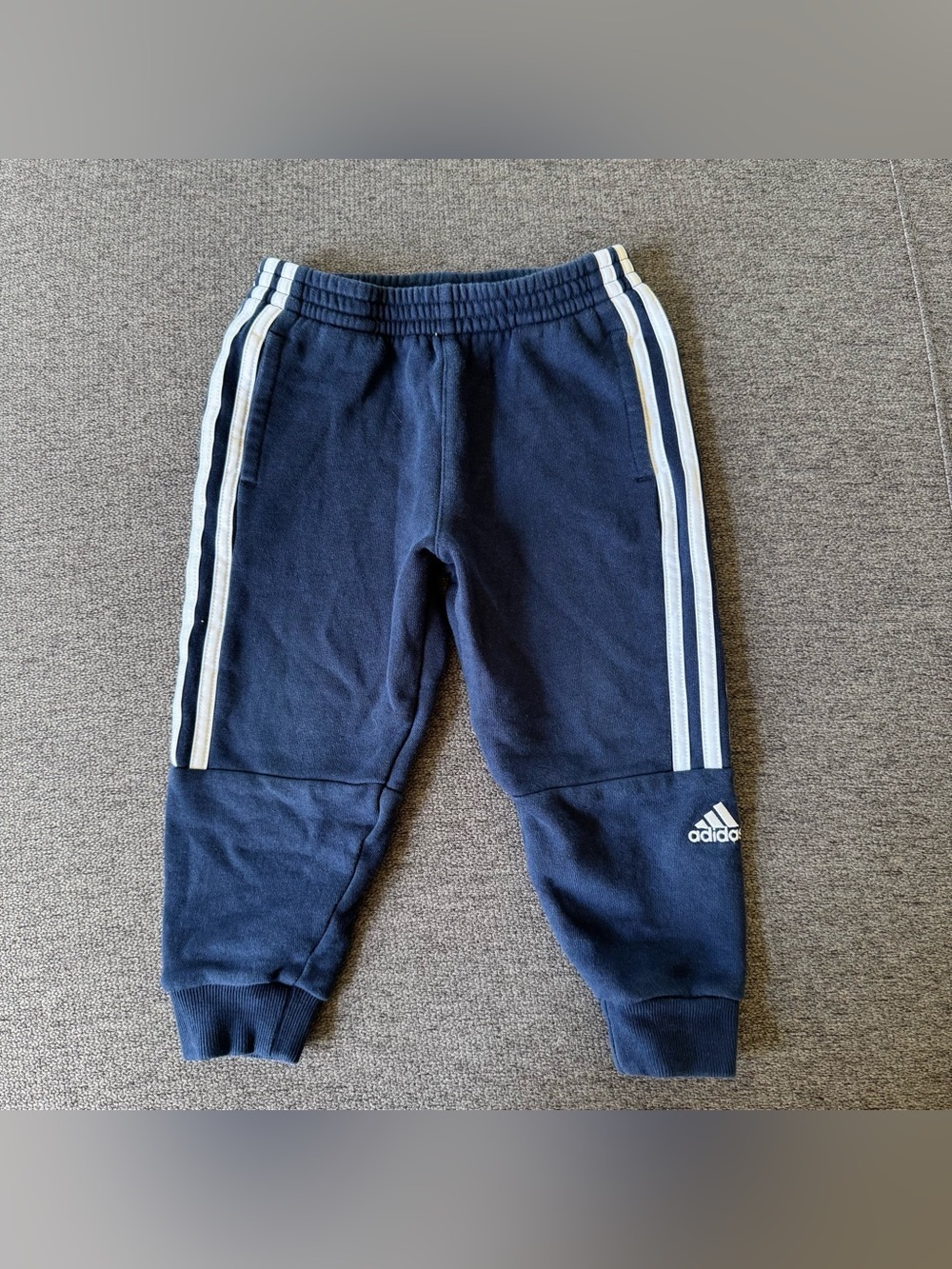 Adidas Navy Blue Joggers Sweatpants with White Stripes Toddler Boy 3T